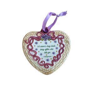 Heart-Shaped Ceramic Ornament With Quote & Ribbon Mother's Day Love Quote